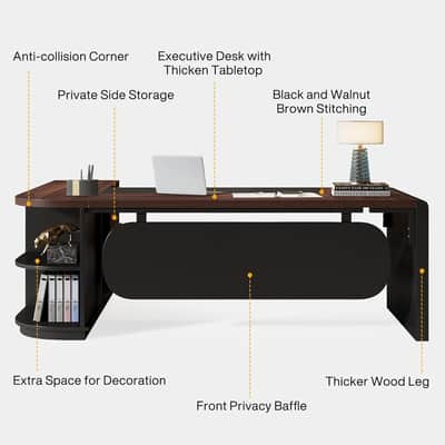 81" Luxury Music Executive Desk L-Shaped Producer Audio Engineer Studio Workstation w/ File Cabinet image 3