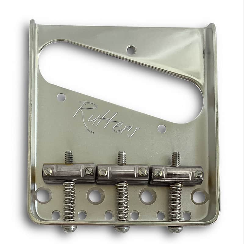 Rutters Nickel-Plated 464 Marine Brass Vintage Bridge Assembly for Telecaster, Broadcaster Steel Saddles image 1