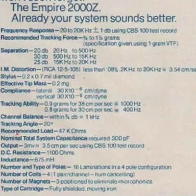 70's Empire 2000Z TOTL Cartridge Like New w/ Screws Box + New S2000Z Elliptical .2x.7 Swiss Japan NOS Stylus Gorgeous #003 image 10