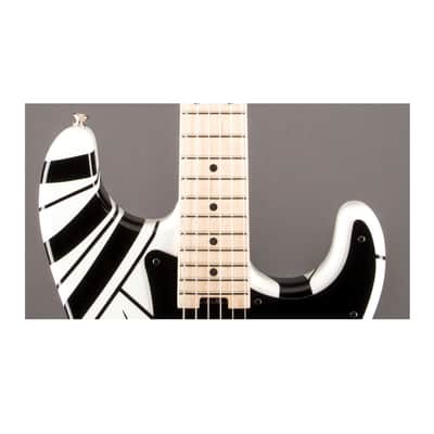 EVH Striped Series High-Powered and High Performance 6-String Electric Guitar (Right-Handed, White with Black Stripes) image 5