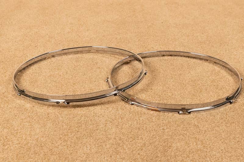 Vintage 16" Ludwig Chrome Over Brass Hoops (Pair)