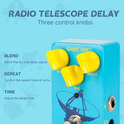 GHOSTFIRE Guitar Delay Effect Pedal for Electric Guitar (RADIO TELESCOPE DELAY) image 3