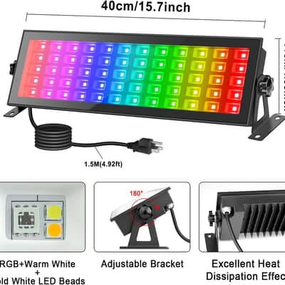 LED Stage Wash Lights Bar - 120W RGB & White Color Changing IP66 Waterproof Stage Light Bar with Remote & APP Controlled Uplighting for Church, Wedding, Birthday Party & Events image 2