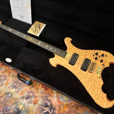 Alembic Dragon Wing Deluxe 5A Quilted Maple LED's 4 String Bass guitar 34" Scale image 17