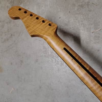 Flame Roasted Maple Strat Neck fits fender Stratocaster body 22 frets image 6