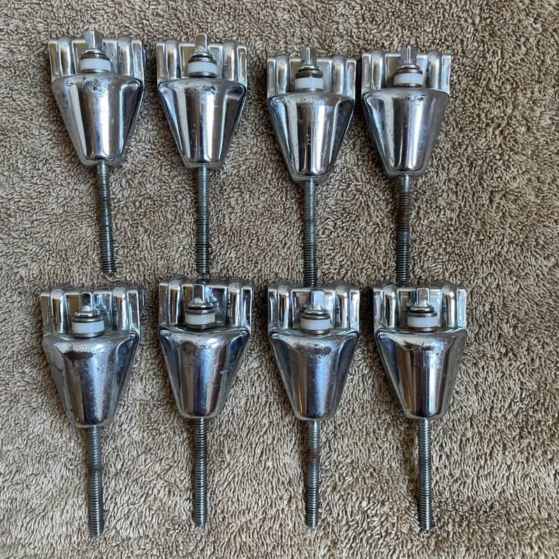 Yamaha Lot of 8 Bass Drum Tension Rods + Claws - Made in Japan 3 1/2” 80s - Chrome image 1