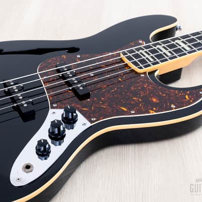 2012 Fender Jazz Bass JB/HO Semi-Hollow Mahogany Body Black, Blocks & Binding, Japan MIJ image 6