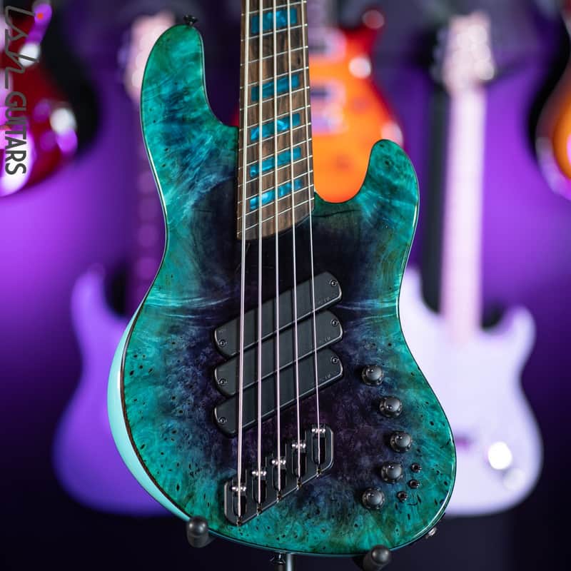 Dingwall Super J 5-String Buckeye Burl Purple to Turquoise Reverseburst image 1