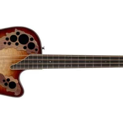 Ovation CEB44X-7C Celebrity Elite Exotic Mid Quilt Maple Acoustic / Electric Bass, Cognac Burst / Natural Gloss imagen 1