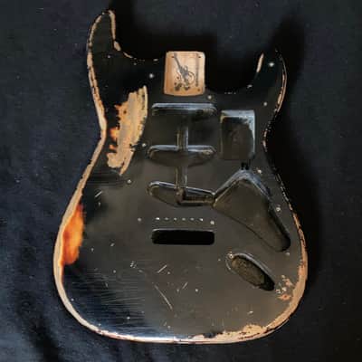Relic Stratocaster body - Black over Three Tone Sunburst Alder strat body, Jozo Reece guitars image 22