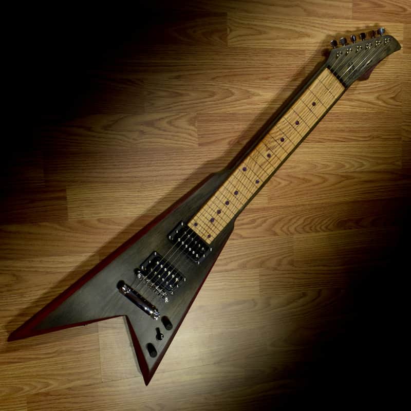 HandMade Lap Steel Guitar - Black / Brown Stain - Red Bevels - Satin Relic Finish - USA Made image 1