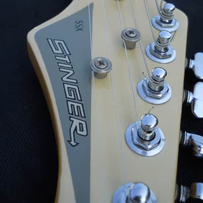 1980's C.F. Martin Stinger SSX Stratocaster, 6 String, White/Black, Nice Shape image 12