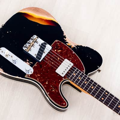 2024 Fender Custom Shop Limited Edition Reverse 1960 Telecaster Custom Heavy Relic Black Over Sunburst w/ SH-1 '59 PAF image 7