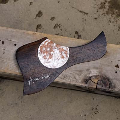 burnyblack pickguard for acoustic guitar - moon walnut/silver image 6