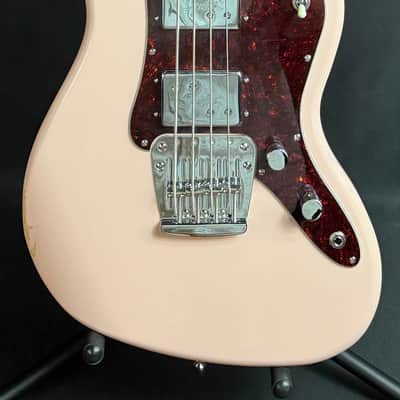 Squier FSR Paranormal Rascal Bass 4-String Bass Guitar Shell Pink Finish image 1