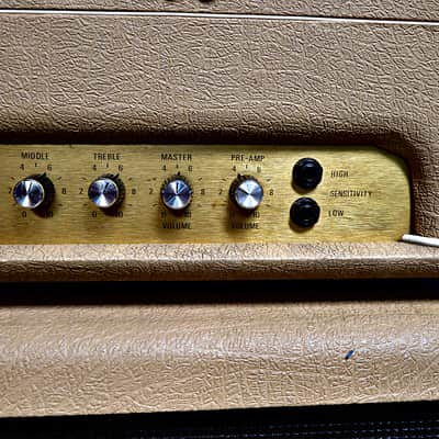 Vintage Marshall JMP 2203 MKII Master Lead 100-watt Amp Head w/ Matching 4x12 Speaker Cab - Fawn Tolex image 9