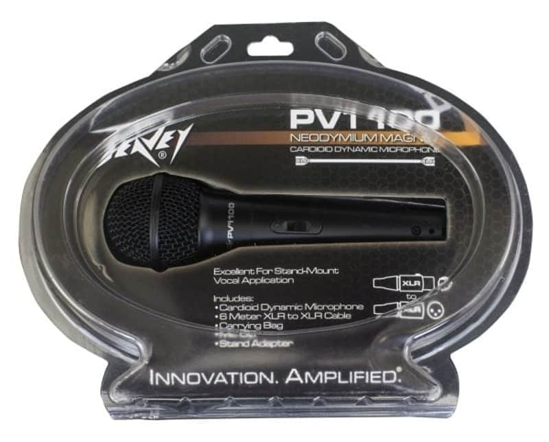 Peavey PVi 100 Dynamic Cardioid Mic with Clip, XLR Cable and Bag 2010s - Black image 1