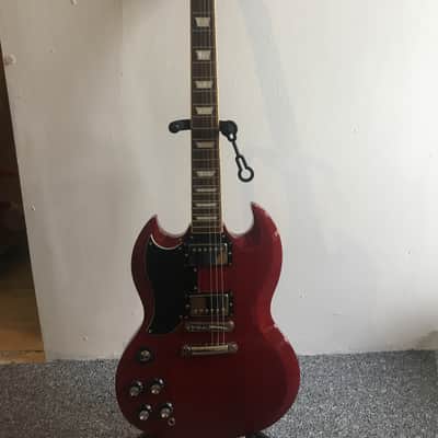 Burny Super Grade SG Cherry Left Handed | Reverb