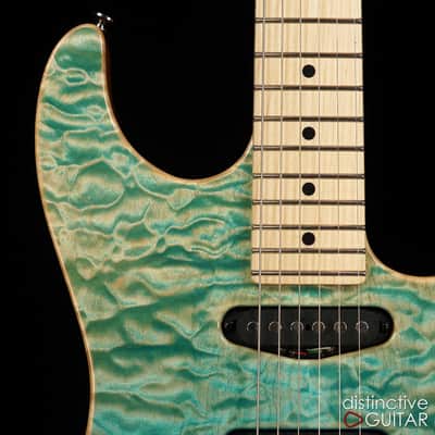 Tom Anderson Drop Top - Super Strat w/ VA Booster & Custom Pups  Bora Blue Surf image 14