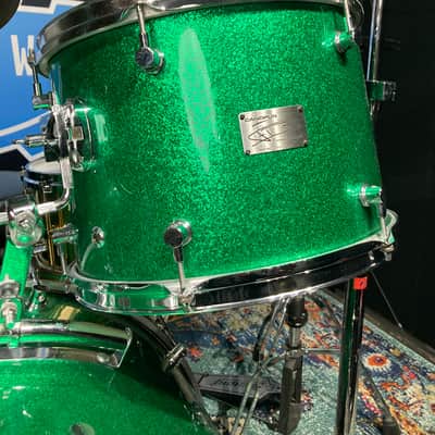Frankie Banali's Quiet Riot, Canopus 4-Piece Set, 26", 18", 16", 14" , 6.5x14 Brass Snare. 2010 - Green Sparkle, Bonham Sizes! With Hardware and Frankie's Stick Bag! image 23