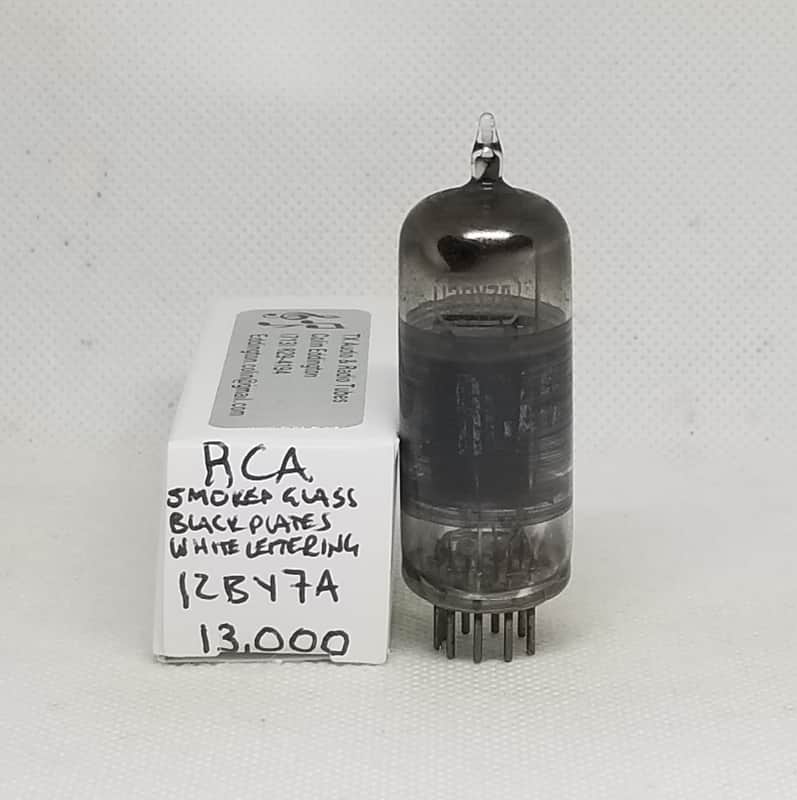 RCA 12BY7A Gray Smoked Glass Black Plate Single NOS 12BV7 12DQ7 image 1