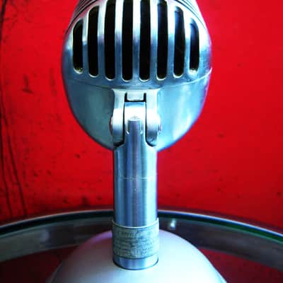 Vintage 1940's Shure 55 / 55S dynamic microphone satin chrome w S-36 desk stand Elvis 55S # 9 image 5