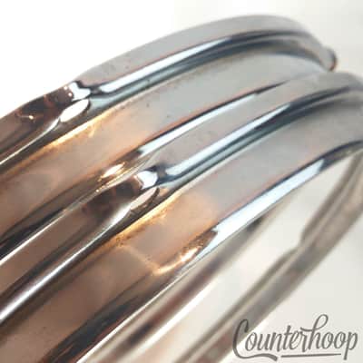 Slingerland 2x 13"Tom Drum Batter/Resonant Rim/Hoop 6-Lug Stick-Saver Chrome 70s image 3