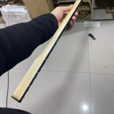 Black head Black binding 4 string electric bass neck jazz bass stainless steel 20 frets gloss Maple guitar neck 34inch hole 18mm Black block inlay image 5