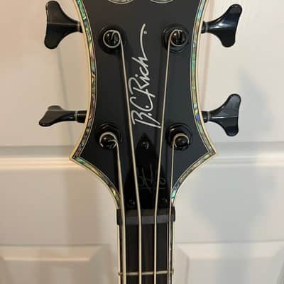 B.C. Rich Chris Kael Warlock Bass - Satin Black + BC Rich Custom Shop Warlock case BOTH MINT image 2