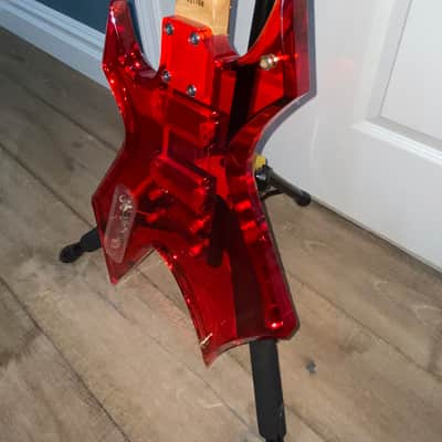 1999 BC Rich Ice Acrylic Warlock Guitar See Thru Red Lucite w OHSC image 9