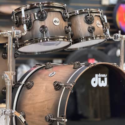 DW COLLECTOR'S PURE WALNUT 22-10-12-14-16 NATURAL TO QUICK EBONY BURST BLACK NICKEL HARDWARE image 2