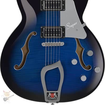 Hagstrom HSSUVIK60 Electric Guitar, Super Viking, Dark Baltic Sea Flame image 1