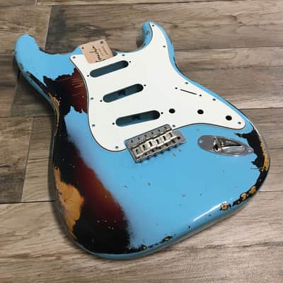 Made to Order - FRANCHIN Mercury guitar body Relic Aged 100% Nitro Lacquer COLOR OVER COLOR (Sunburst/ Black/ White/ Blue/ Green/ Yellow/ Red/ Pink/ Burgundy/ Purple/ Gold/ Silver, etc.) Basswood Poplar Stratocaster-Strat-S-Style Made in Italy image 13