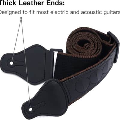 Guitar Strap, Soft Cotton Straps With 3 Pick Holders, Strap Button Headstock Adaptor, 1 Pair Locks and 3 Picks Set For electric/Acoustic Guitar image 4