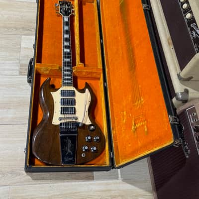 Gibson SG Custom 1969 - an ultra rare large'gard w/a combo of Walnut finish w/all Chrome Hardware ! image 15