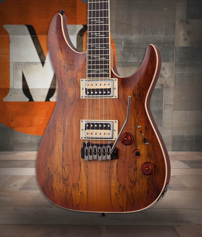 Schecter C-1 Exotic Spalted Maple Electric Guitar - Satin Natural Vintage Burst (3338) image 1
