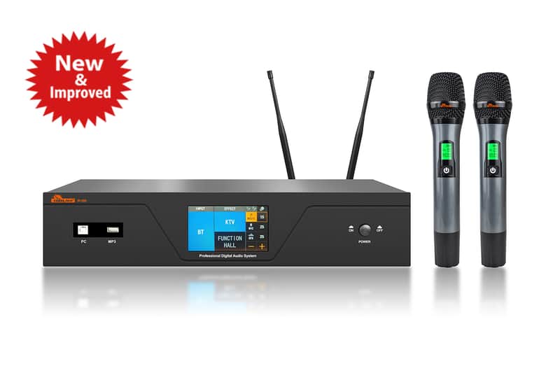 IDOlpro IP-300 7000W Touch Screen Monitor Professional Digital Amplifier Equipped With Dual Wireless Microphones, DSP Sound Professor, Optical/HDMI/Bluetooth/Sub Output image 1