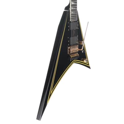 Jackson MJ Series Rhoads RR24MG, Ebony Fingerboard, Black with Yellow Pinstripes (RP) image 3