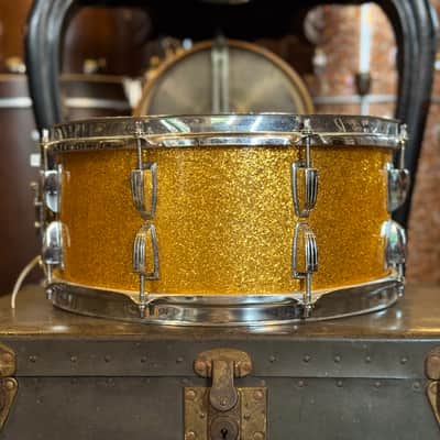 VINTAGE 1960's Ludwig 6.5x14 Snare Drum in Gold Sparkle image 3