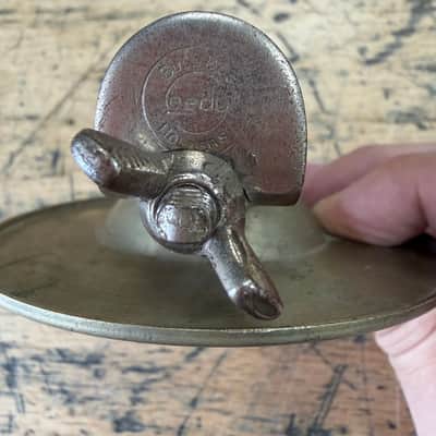 VIntage Leedy Greeko 3 7/8" Egyptian Chime Cymbal with Leedy Chrome Plated Bulldog Holder Traps Era 1920s -30s #1 image 3