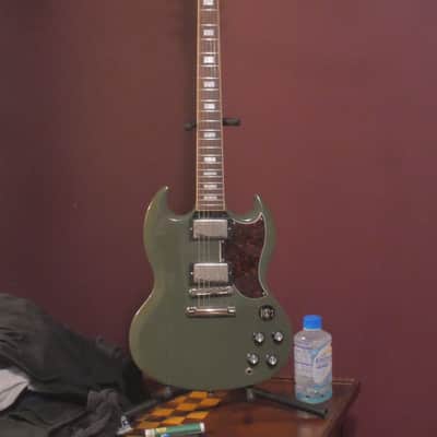 Gibson CME Exclusive SG Standard with T-Type Pickups, Tortoise Pickguard 2018 - Olive Drab image 3