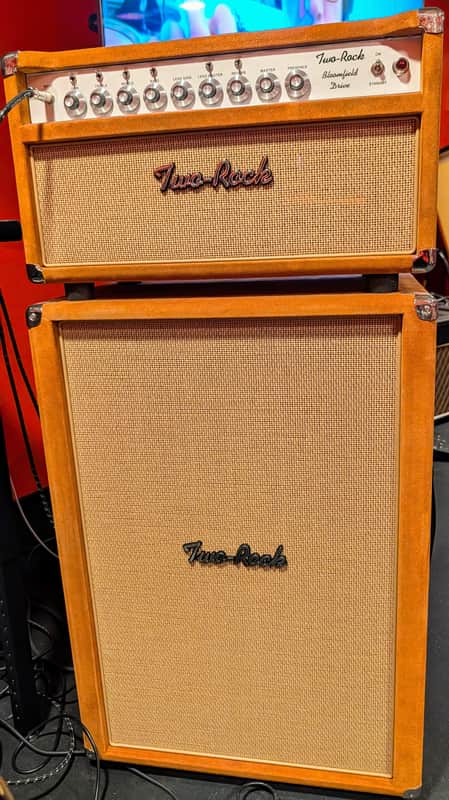 Two Rock Bloomfield Drive 100/50 Head with matching 2x12 Cab 2021 - Golden Brown Suede with Cane grill cover image 1