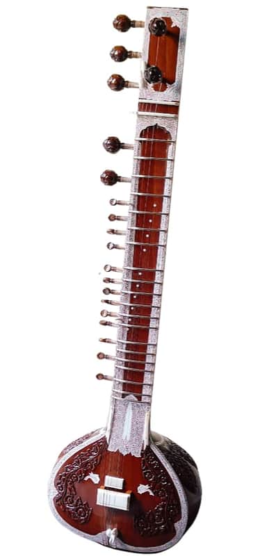 Sitar Gulab Patta Indian Brown Sitar 7 Main String 13 Vibration With Bag Musical Instruments Gift For Professional Player and Beginners image 1