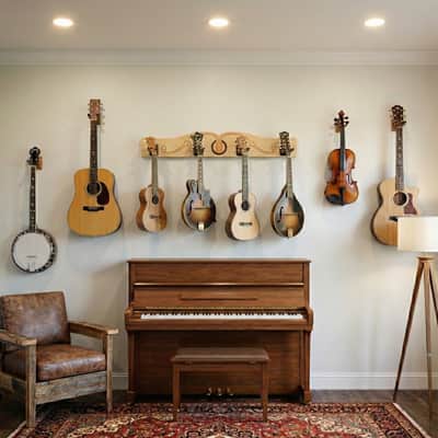 4 Ukulele & Mandolin Wall Rack - The Pro-File­™ | Wall Mounted Multi Hanger | Made in U.S.A. image 2