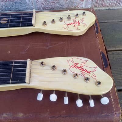 Vintage 1950 Oahu Iolana Double Neck Six String Lap Steel Guitar w/ Original Geib Hardshell Case! Kluson Keys, Valco-Built! image 8
