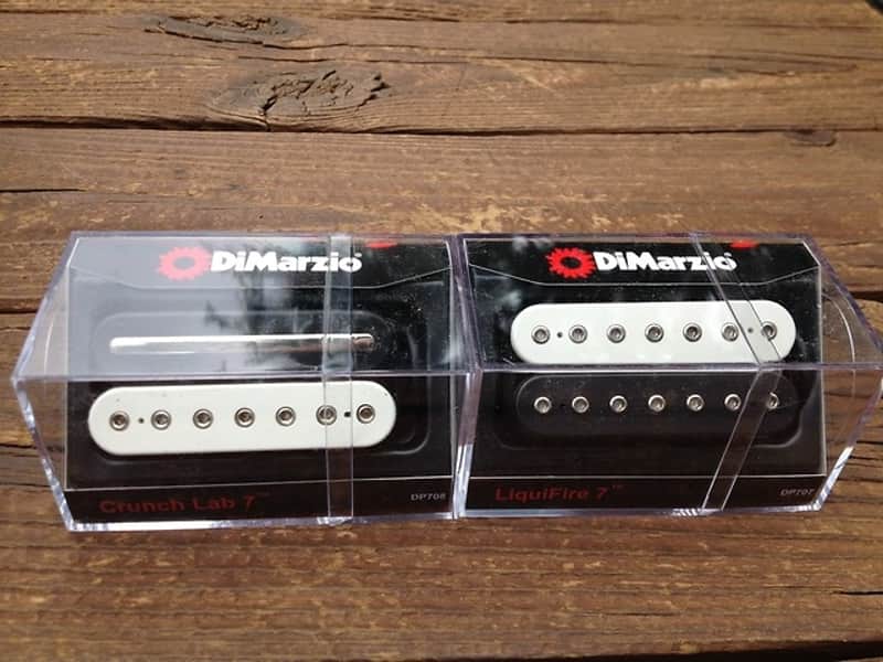 DiMarzio 7-String Liquifire & Crunch Lab Pickup Set, BLACK/WHITE DP707 & DP708 image 1