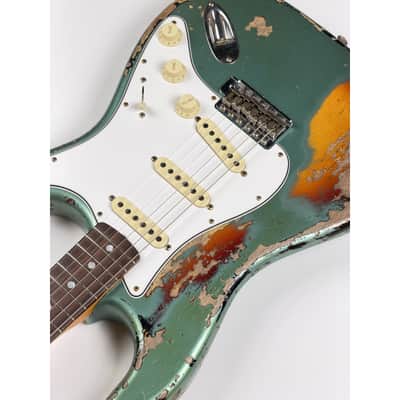 Fender CUSTOM SHOP STRATOCASTER 1965  - SUPER HEAVY RELIC SF Aged Sherwood Green Metallic over 3 Ton Sunburst image 9