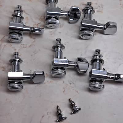Charvel MIM Pro Mod So Cal Tuners Tuning Pegs 6 In-line Dual Pin & 2 String Trees- Chrome Finish image 5