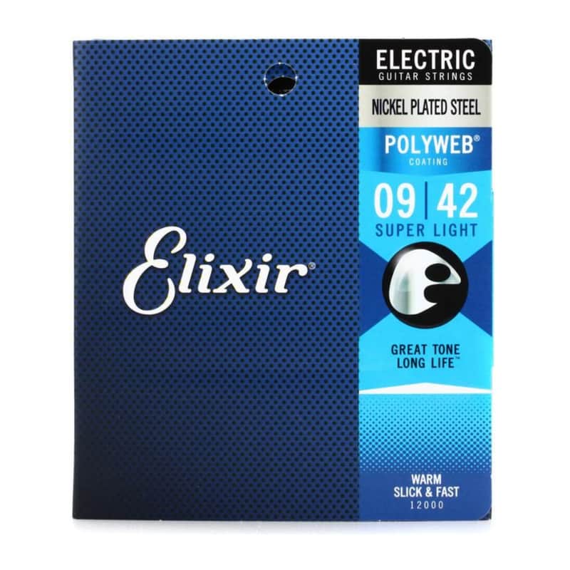 Elixir 12000 Polyweb Nickel Plated Steel Electric Guitar Strings - Super Light (9-42) image 1