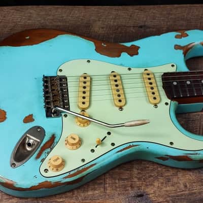MyDream Partcaster Custom Built - Heavy Relic Sonic Blue J. Mayer image 1